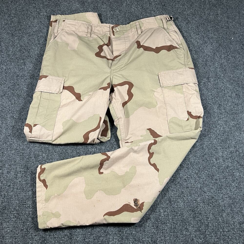 VTG US Military Mens Pants Sz L Reg Desert 3 Color Camo Combat Trousers 90s